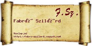 Fabró Szilárd névjegykártya